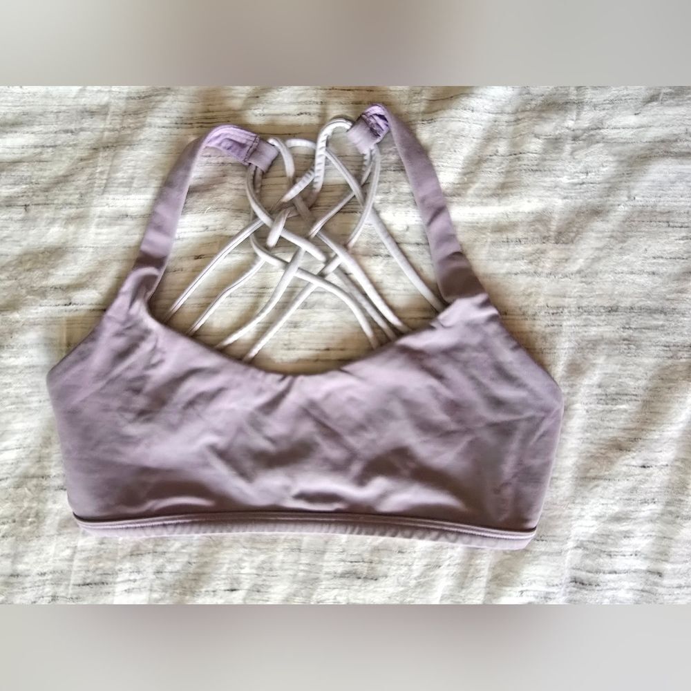 Lululemon Lavender and White Strappy Sports Bra
